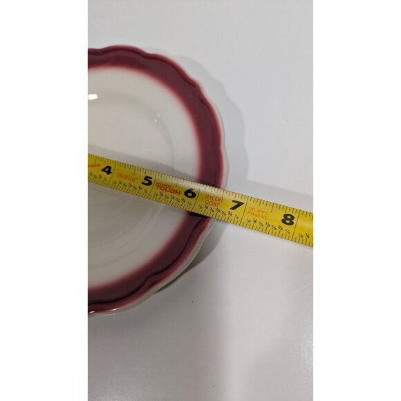 Syracuse China White Red Band Ceramic Plate 6.5" Scalloped Edge Vintage - Picture 3 of 5